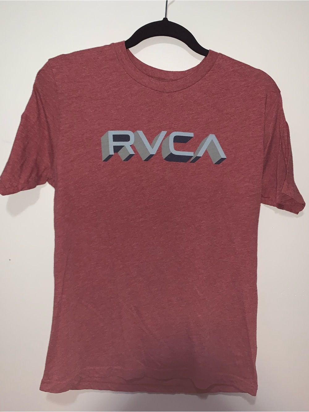 RVCA Maroon Heather Short Sleeve Logo Tee